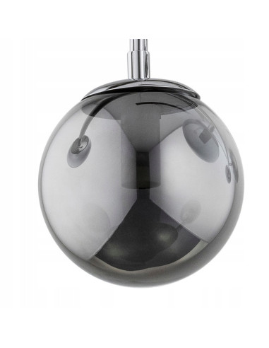 Nowoczesny żyrandol DANSA z dymionymi bąbelkami, chromowana konstrukcja - elegancja do salonu, kuchni i jadalni