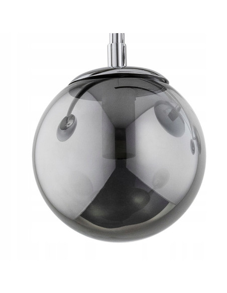 Nowoczesny żyrandol DANSA z dymionymi bąbelkami, chromowana konstrukcja - elegancja do salonu, kuchni i jadalni