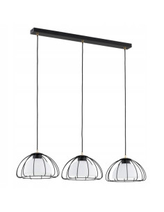 Lampa wisząca NERSY z metalową klatką, nowoczesny czarny design do sypialni i salonu, 3 punkty świetlne E27.
