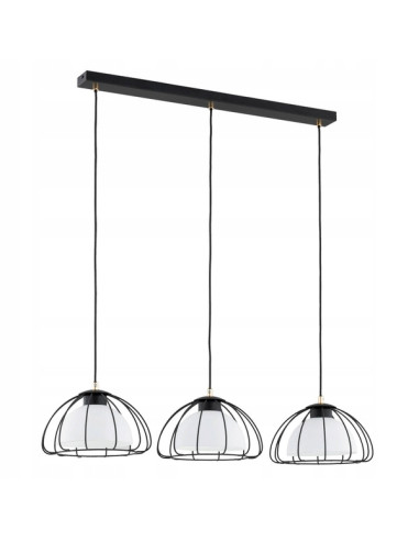 Lampa wisząca NERSY z metalową klatką, nowoczesny czarny design do sypialni i salonu, 3 punkty świetlne E27.