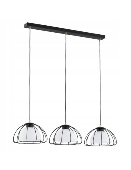 Lampa wisząca NERSY z metalową klatką, nowoczesny czarny design do sypialni i salonu, 3 punkty świetlne E27.
