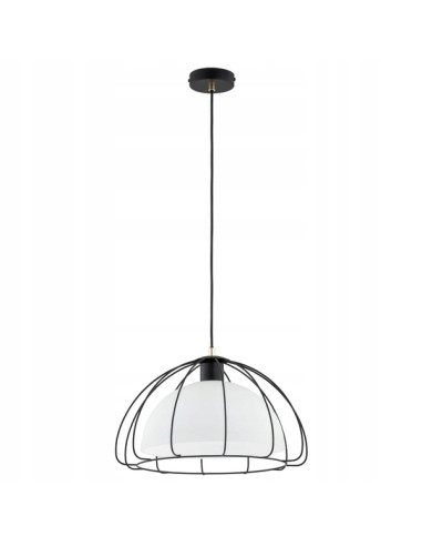 Lampa wisząca NERSY w czarnej klatce, nowoczesny żyrandol do kuchni i jadalni, E27, 85 cm wysokości