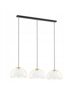 Lampa wisząca NERSY Gold - Elegancka potrójna lampa metalowa do nowoczesnych wnętrz kuchni i jadalni