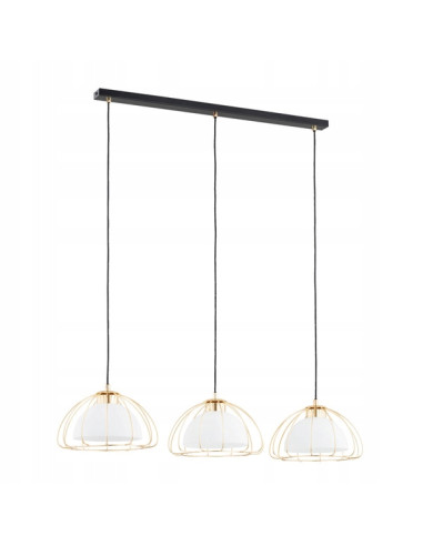 Lampa wisząca NERSY Gold - Elegancka potrójna lampa metalowa do nowoczesnych wnętrz kuchni i jadalni