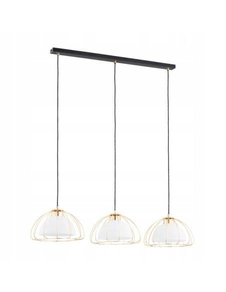 Lampa wisząca NERSY Gold - Elegancka potrójna lampa metalowa do nowoczesnych wnętrz kuchni i jadalni