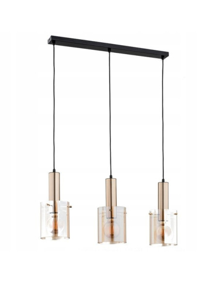 Lampa wisząca CELIA GOLD w stylu glamour, minimalistyczna z trzema punktami świetlnymi do eleganckich wnętrz.