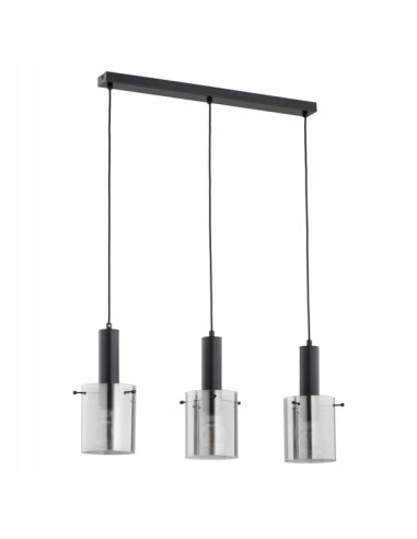 Żyrandol CELIA w stylu industrialnym - nowoczesna lampa wisząca z 3 źródłami światła w czarnym kolorze do wnętrz
