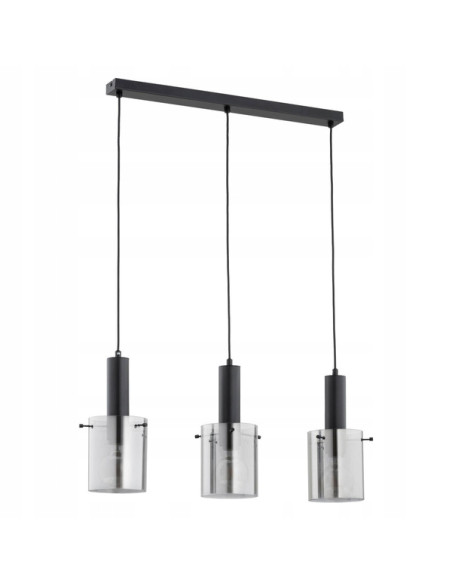 Żyrandol CELIA w stylu industrialnym - nowoczesna lampa wisząca z 3 źródłami światła w czarnym kolorze do wnętrz