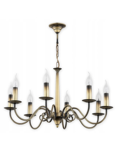 Lampa wisząca ASTI 8-ramienna w eleganckim złotym wykończeniu - luksusowe oświetlenie do jadalni i salonu marki Lemir