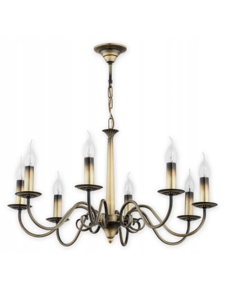 Lampa wisząca ASTI 8-ramienna w eleganckim złotym wykończeniu - luksusowe oświetlenie do jadalni i salonu marki Lemir