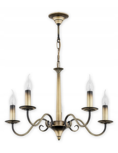 Lampa sufitowa ASTI w stylu klasycznym, złoty metal, 5-punktowe oświetlenie - elegancja do Twojego wnętrza