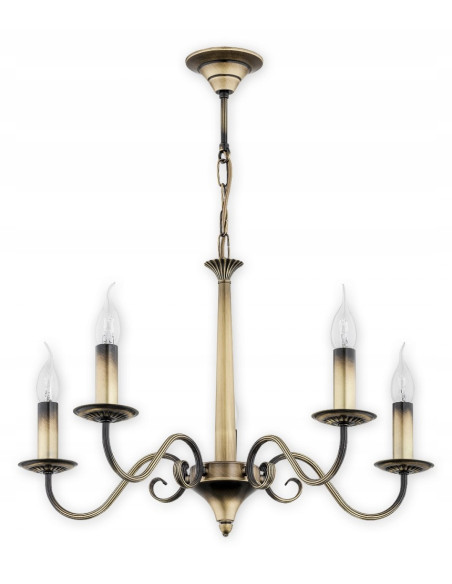 Lampa sufitowa ASTI w stylu klasycznym, złoty metal, 5-punktowe oświetlenie - elegancja do Twojego wnętrza