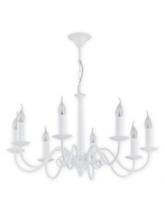 Lampa sufitowa ASTI w eleganckim stylu kandelabrowym, złota, 8 punktów świetlnych, idealna do dużych wnętrz.