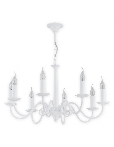 Lampa sufitowa ASTI w eleganckim stylu kandelabrowym, złota, 8 punktów świetlnych, idealna do dużych wnętrz.