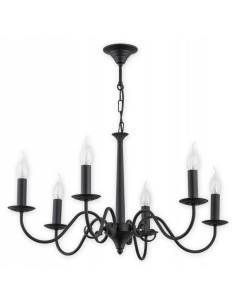 Elegancki żyrandol vintage ASTI z metalowym kwiatowym wzorem, czarny, do jadalni i holu