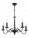 Czarny żyrandol ASTI Retro, elegancka lampa sufitowa 5-punktowa, metalowa, do salonu i sypialni