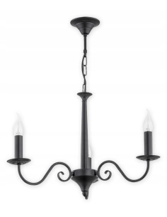 Lampa sufitowa ASTI - elegancki czarny kandelabr z trzema punktami świetlnymi do nowoczesnych wnętrz