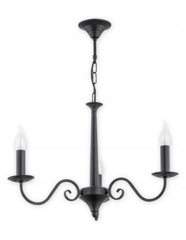 Lampa sufitowa ASTI - elegancki czarny kandelabr z trzema punktami świetlnymi do nowoczesnych wnętrz