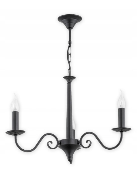 Lampa sufitowa ASTI - elegancki czarny kandelabr z trzema punktami świetlnymi do nowoczesnych wnętrz