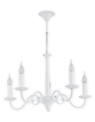 Elegancki żyrandol ASTI w białym wykończeniu z 5 punktami świetlnymi E14 - nowoczesne oświetlenie do jadalni i salonu