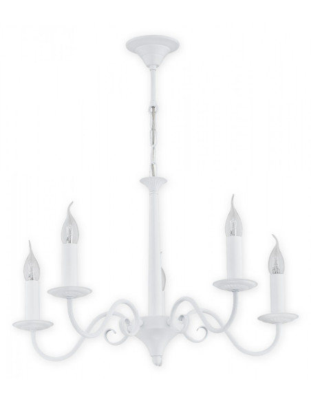 Elegancki żyrandol ASTI w białym wykończeniu z 5 punktami świetlnymi E14 - nowoczesne oświetlenie do jadalni i salonu