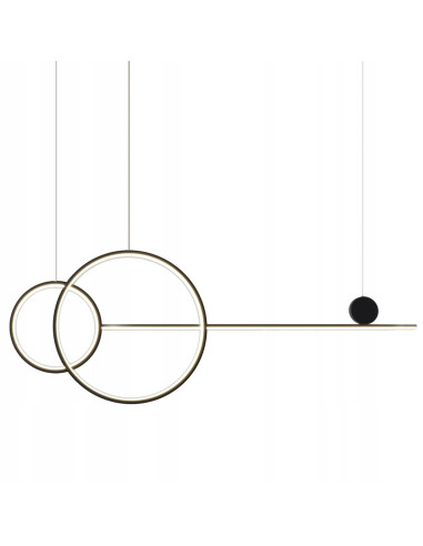 Lampa LED NOWY WIZAŻ 40W 3000K - minimalistyczny design z dwoma okręgami, czarna metalowa konstrukcja do każdego wnętrza