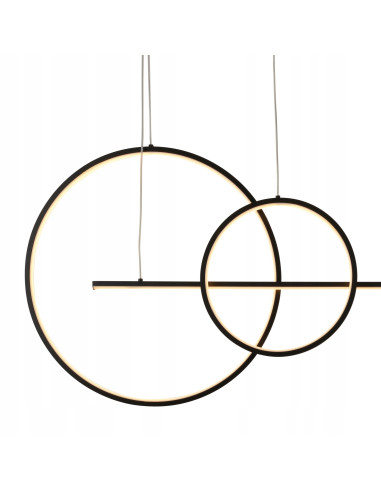 Lampa LED NOWY WIZAŻ 40W 3000K - minimalistyczny design z dwoma okręgami, czarna metalowa konstrukcja do każdego wnętrza