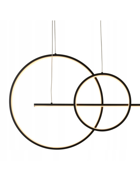 Lampa LED NOWY WIZAŻ 40W 3000K - minimalistyczny design z dwoma okręgami, czarna metalowa konstrukcja do każdego wnętrza