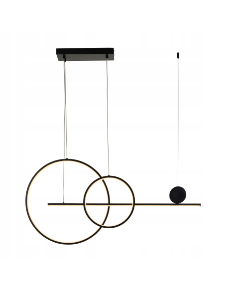 Lampa LED NOWY WIZAŻ 40W 3000K - minimalistyczny design z dwoma okręgami, czarna metalowa konstrukcja do każdego wnętrza