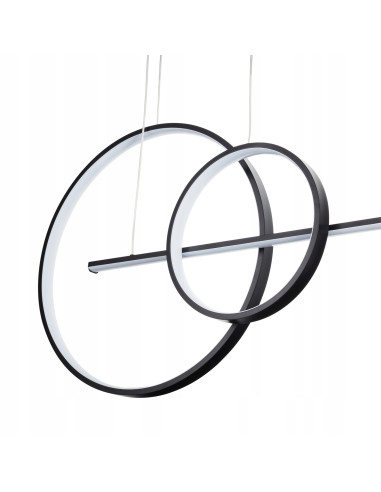 Lampa LED NOWY WIZAŻ 40W 3000K - minimalistyczny design z dwoma okręgami, czarna metalowa konstrukcja do każdego wnętrza