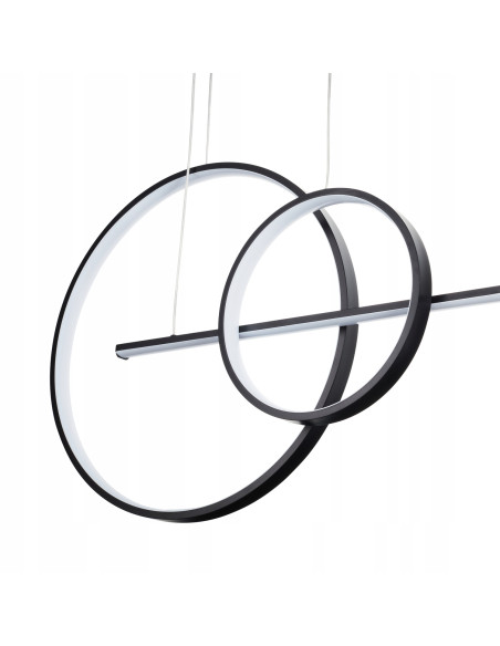 Lampa LED NOWY WIZAŻ 40W 3000K - minimalistyczny design z dwoma okręgami, czarna metalowa konstrukcja do każdego wnętrza