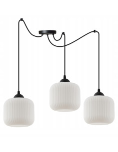 Lampa wisząca RIFFLE 3 ramienna, nowoczesne oświetlenie loftowe z białymi kloszami do jadalni i salonu 2
