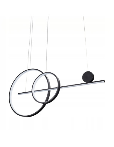 Lampa LED NOWY WIZAŻ 40W 3000K - minimalistyczny design z dwoma okręgami, czarna metalowa konstrukcja do każdego wnętrza