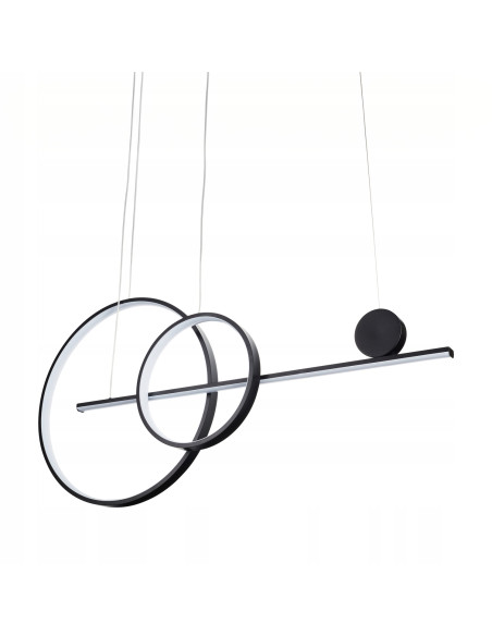 Lampa LED NOWY WIZAŻ 40W 3000K - minimalistyczny design z dwoma okręgami, czarna metalowa konstrukcja do każdego wnętrza