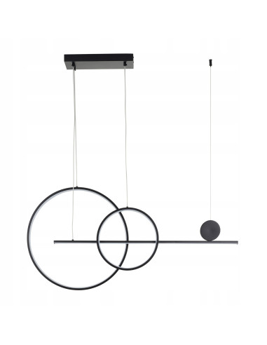 Lampa LED NOWY WIZAŻ 40W 3000K - minimalistyczny design z dwoma okręgami, czarna metalowa konstrukcja do każdego wnętrza