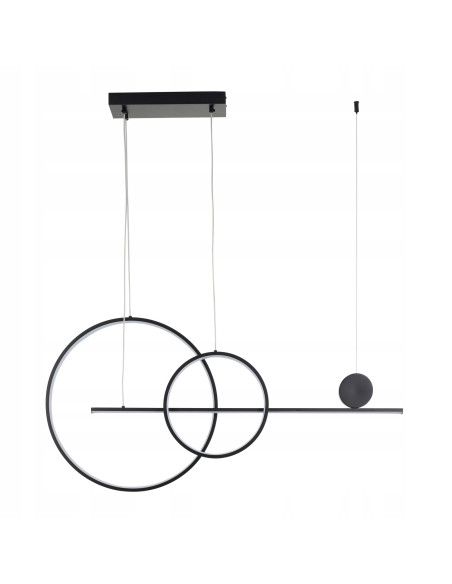 Lampa LED NOWY WIZAŻ 40W 3000K - minimalistyczny design z dwoma okręgami, czarna metalowa konstrukcja do każdego wnętrza