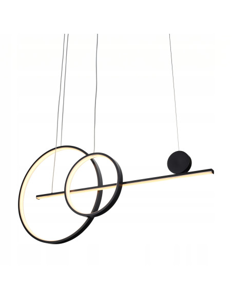 Lampa LED NOWY WIZAŻ 40W 3000K - minimalistyczny design z dwoma okręgami, czarna metalowa konstrukcja do każdego wnętrza