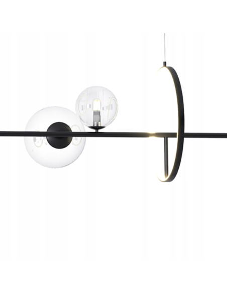 Lampa wisząca LED ORION LONG z bańkowymi kloszami w czarnym metalu – nowoczesny design do jadalni i eleganckich wnętrz.