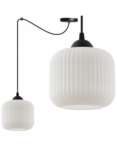 Lampa sufitowa RIFFLE w stylu skandynawskim, cylinder, regulowana wysokość, elegancka biała i czarna dekoracja wnętrz