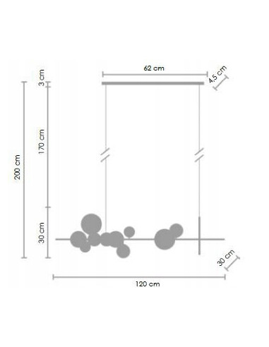 Lampa wisząca LED ORION LONG z bańkowymi kloszami w czarnym metalu – nowoczesny design do jadalni i eleganckich wnętrz.