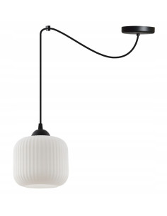 Lampa sufitowa RIFFLE w stylu skandynawskim, cylinder, regulowana wysokość, elegancka biała i czarna dekoracja wnętrz 2