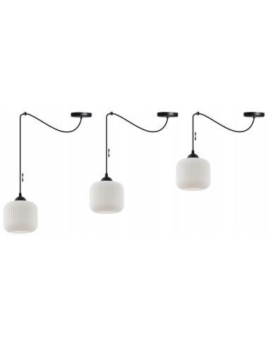 Lampa sufitowa RIFFLE w stylu skandynawskim, cylinder, regulowana wysokość, elegancka biała i czarna dekoracja wnętrz