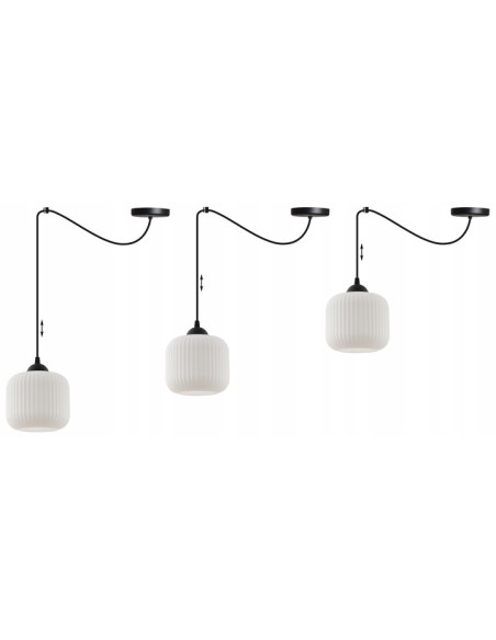 Lampa sufitowa RIFFLE w stylu skandynawskim, cylinder, regulowana wysokość, elegancka biała i czarna dekoracja wnętrz