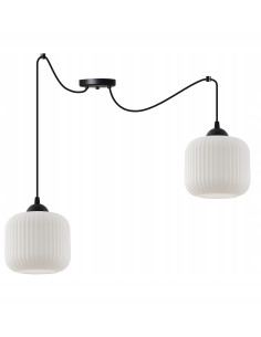 Lampa wisząca RIFFLE w stylu glamour, dwu ramienna, elegancka biała i czarna lampa do sypialni i salonu