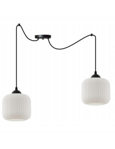 Lampa wisząca RIFFLE w stylu glamour, dwu ramienna, elegancka biała i czarna lampa do sypialni i salonu 2