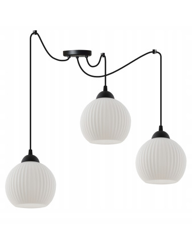 Lampa wisząca RIFFLE z regulacją długości, elegancka w bieli i czerni, idealna do nowoczesnych wnętrz