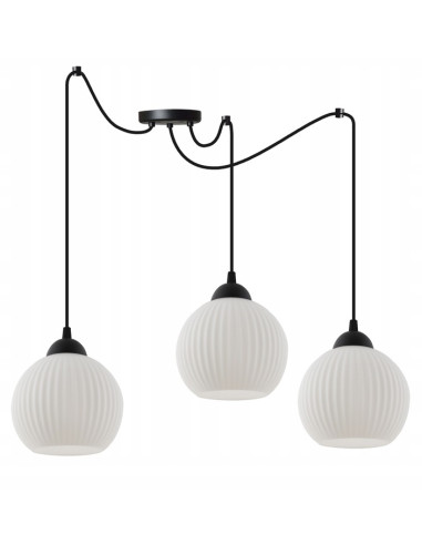 Lampa wisząca RIFFLE z regulacją długości, elegancka w bieli i czerni, idealna do nowoczesnych wnętrz