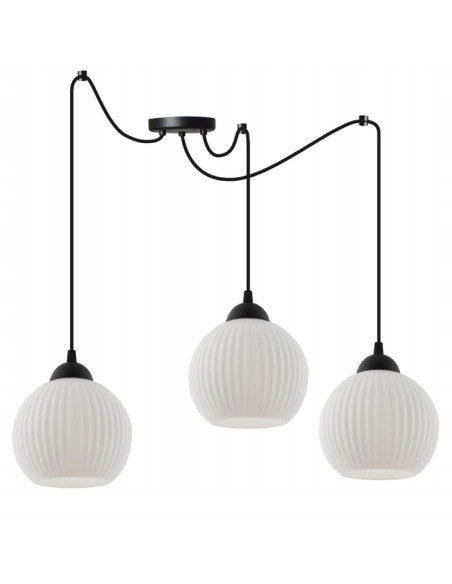 Lampa wisząca RIFFLE z regulacją długości, elegancka w bieli i czerni, idealna do nowoczesnych wnętrz