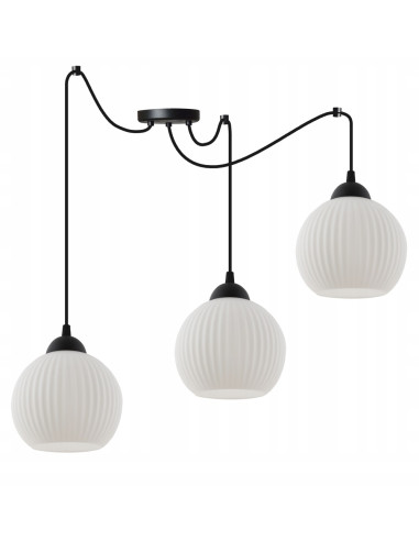 Lampa wisząca RIFFLE z regulacją długości, elegancka w bieli i czerni, idealna do nowoczesnych wnętrz