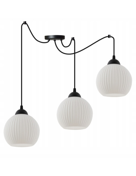 Lampa wisząca RIFFLE z regulacją długości, elegancka w bieli i czerni, idealna do nowoczesnych wnętrz